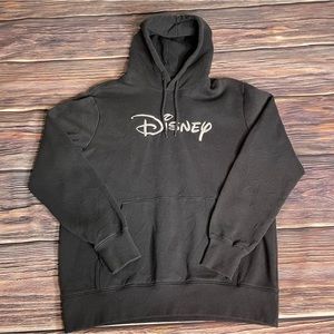 Disney Logo Hoodie H&M Sweatshirt Embroidered Black Unisex Adult Size Large